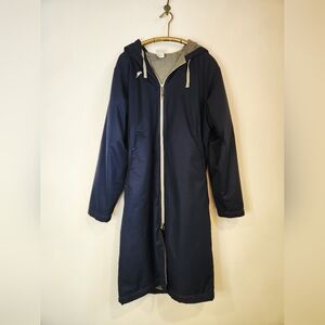 Speedo Unisex Hooded Fleece Lined Swim Team Parka Navy Blue Jacket Sz L